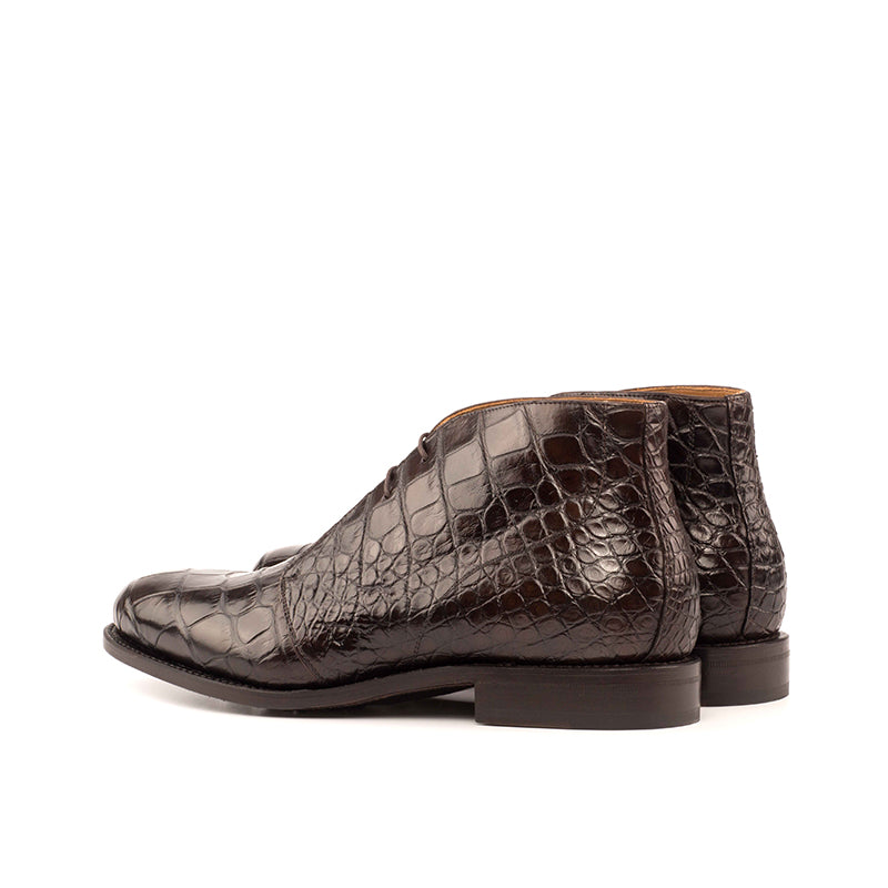 Emanuele Sempre Chukka Alligator Boots Dark Brown