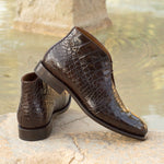 Emanuele Sempre Chukka Alligator Boots Dark Brown