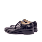 Emanuele Sempre Double Monk Alligator Shoes Black