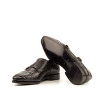 Emanuele Sempre Double Monk Exotic Alligator Shoes Black