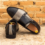Emanuele Sempre Double Monk Python Shoes Black/Grey