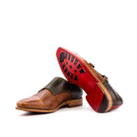 Emanuele Sempre Double Monk Python Shoes Cognac/Olive