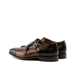 Emanuele Sempre Double Monk Python Shoes Dark Brown/Med Brown