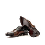 Emanuele Sempre Double Monk Python Shoes Dark Brown/Med Brown