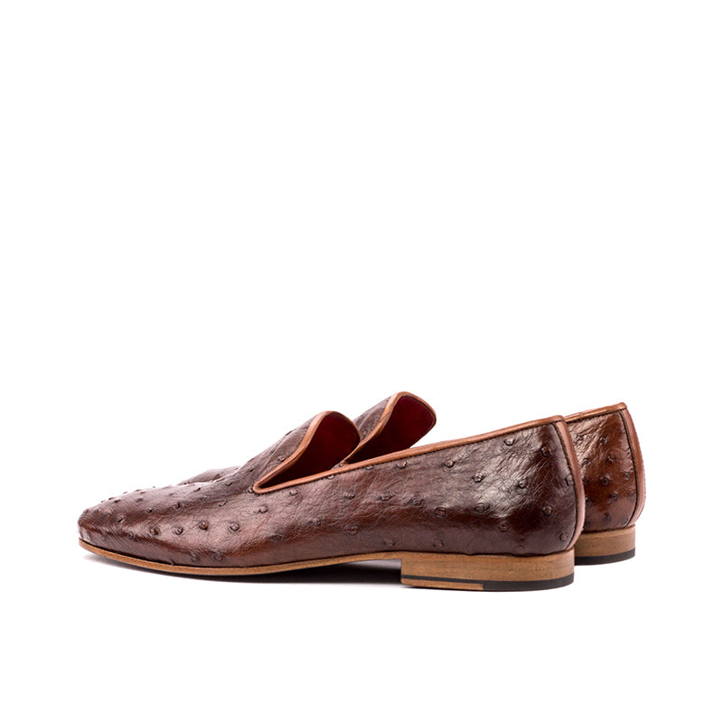 Emanuele Sempre Drake Ostrich Shoes Med Brown