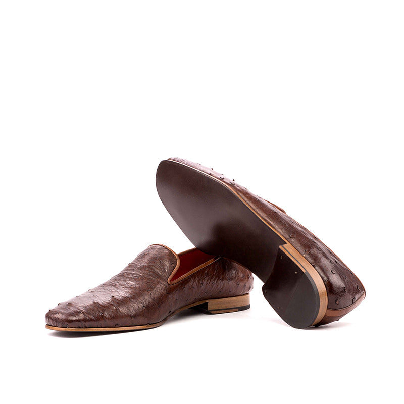 Emanuele Sempre Drake Ostrich Shoes Med Brown