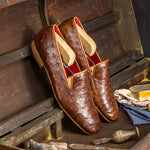 Emanuele Sempre Drake Ostrich Shoes Med Brown