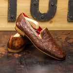 Emanuele Sempre Drake Ostrich Shoes Med Brown