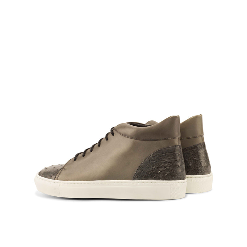 Emanuele Sempre High Top Ostrich Sneakers Grey