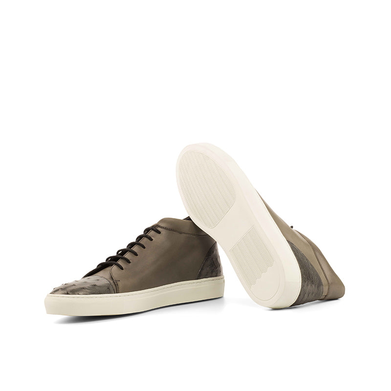 Emanuele Sempre High Top Ostrich Sneakers Grey