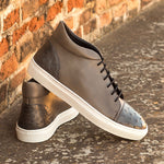 Emanuele Sempre High Top Ostrich Sneakers Grey
