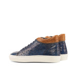 Emanuele Sempre High Top Ostrich Sneakers Navy/Cognac