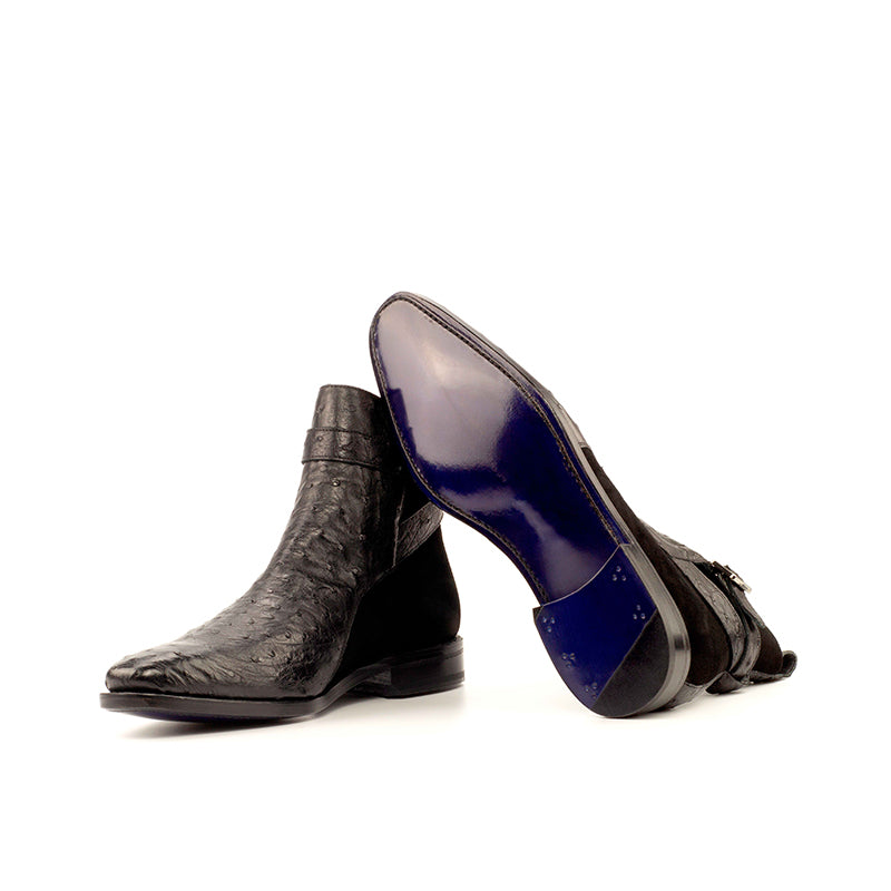 Emanuele Sempre Jodhpur Ostrich Boots Black