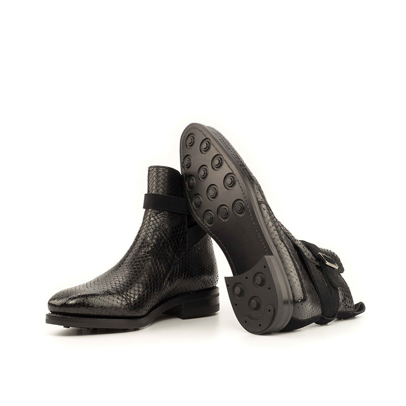Emanuele Sempre Jodphur Python Boots Black