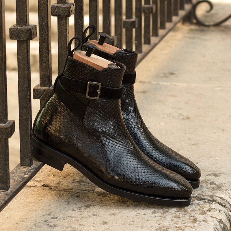 Emanuele Sempre Jodphur Python Boots Black