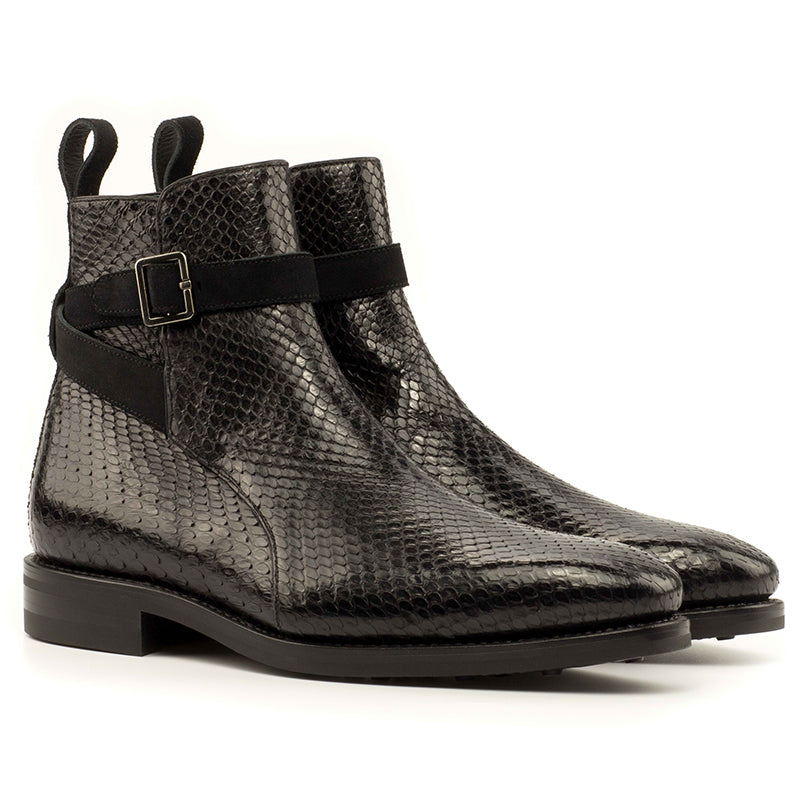Emanuele Sempre Jodphur Python Boots Black