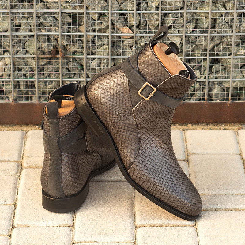 Emanuele Sempre Jodhpur Python Boots Grey