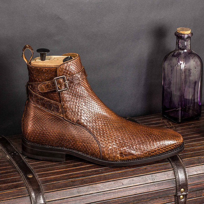 Emanuele Sempre Jodhpur Python Boots Med Brown