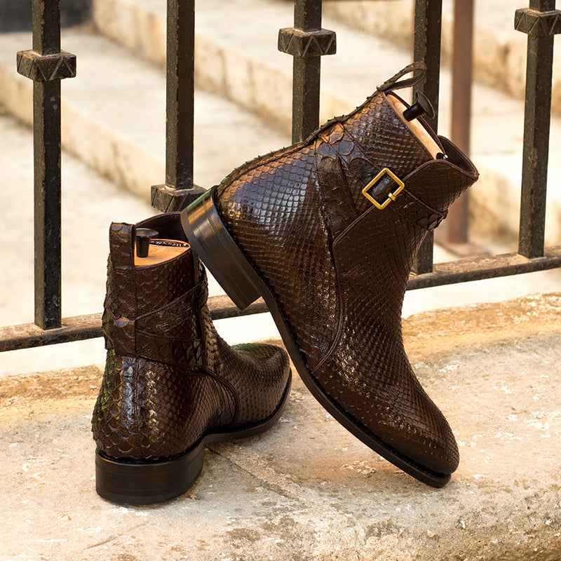 Emanuele Sempre Jodhpur Python Shoes Dark Brown