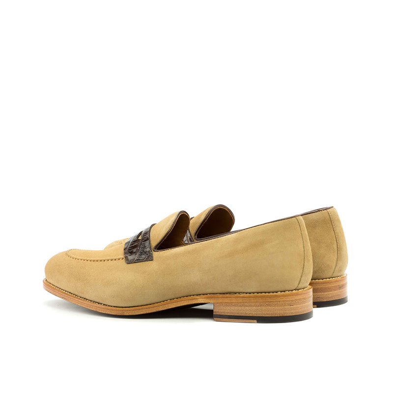 Emanuele Sempre Loafer Alligator Shoes Dark Brown/Camel