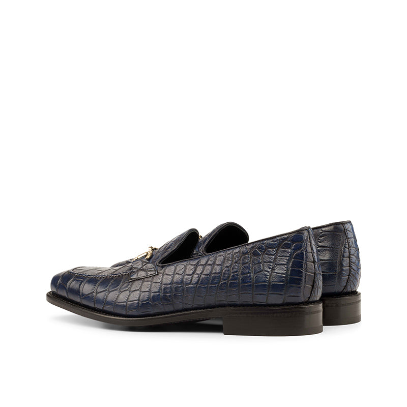 Emanuele Sempre Alligator Bit Loafers Navy