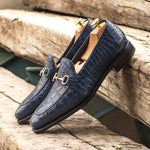 Emanuele Sempre Alligator Bit Loafers Navy