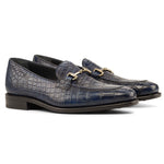 Emanuele Sempre Alligator Bit Loafers Navy