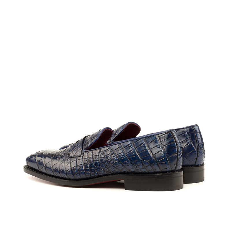 Emanuele Sempre Alligator Penny Loafers Navy