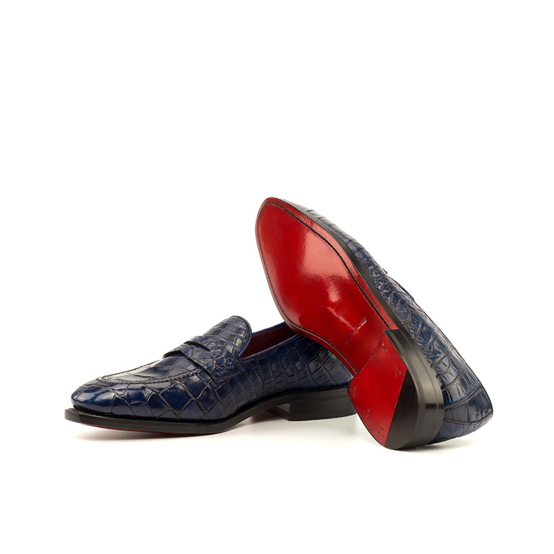 Emanuele Sempre Alligator Penny Loafers Navy