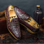 Emanuele Sempre Loafer Ostrich Shoes Burgundy/Dark Brown