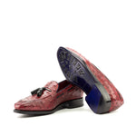 Emanuele Sempre Ostrich Tassel Loafers Red/Black