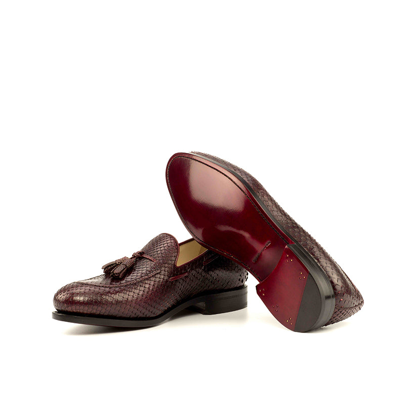 Emanuele Sempre Python Tassel Loafers Burgundy