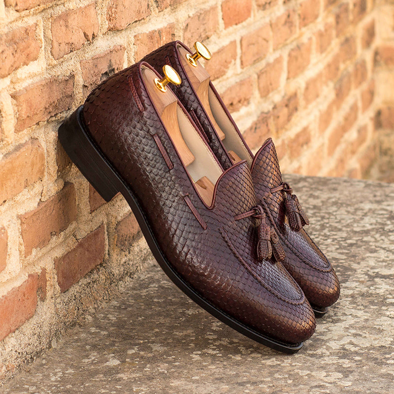 Emanuele Sempre Python Tassel Loafers Burgundy