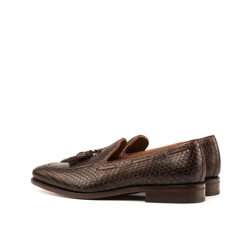 Emanuele Sempre Python Tassel Loafers Dark Brown/Med Brown