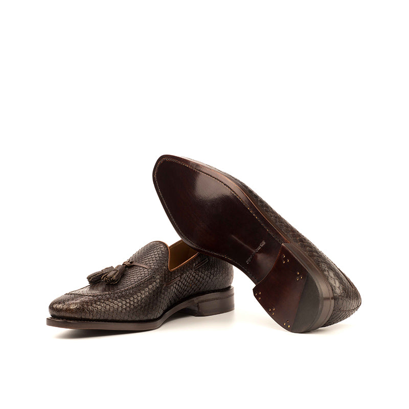 Emanuele Sempre Python Tassel Loafers Dark Brown/Med Brown