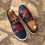Emanuele Sempre Monk Alligator Sneakers Red/Navy
