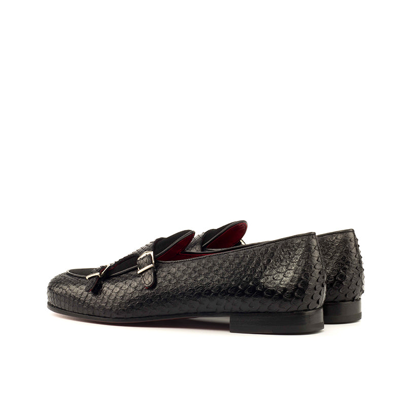 Emanuele Sempre Monk Slipper Python Shoes Black