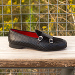 Emanuele Sempre Monk Slipper Python Shoes Black