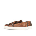 Emanuele Sempre Ostrich Monk Sneakers Cognac/Dark Brown