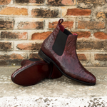 Emanuele Sempre Ostrich Quill Chelsea Boots Burgundy