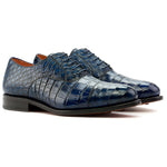 Emanuele Sempre Oxford Alligator Shoes Navy