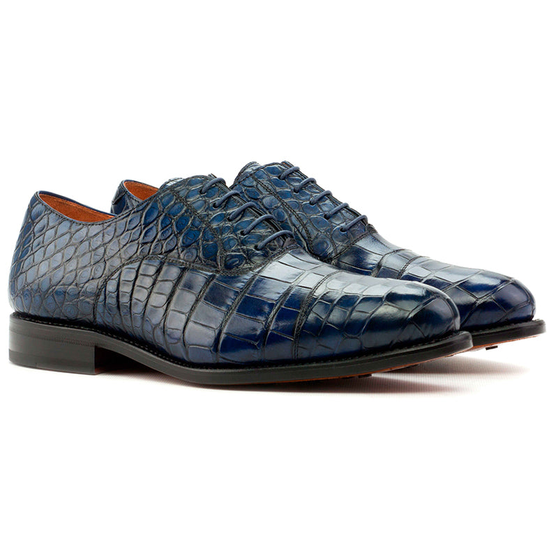 Emanuele Sempre Oxford Alligator Shoes Navy