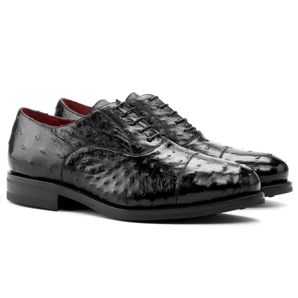 Emanuele Sempre Oxford Ostrich Shoes Black (Special Order)