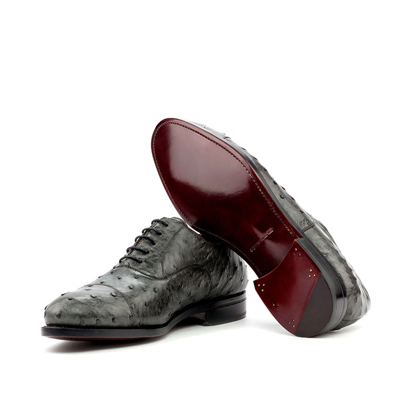 Emanuele Sempre Oxford Ostrich Shoes Grey