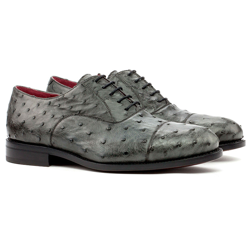 Emanuele Sempre Oxford Ostrich Shoes Grey