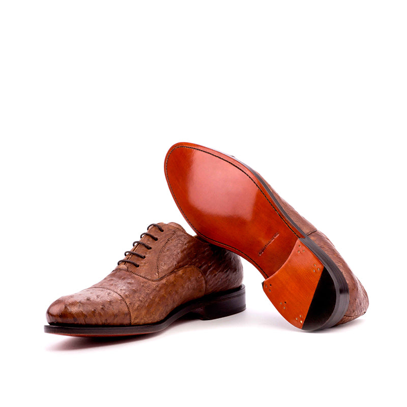 Emanuele Sempre Oxford Ostrich Shoes Med Brown