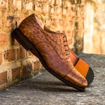 Emanuele Sempre Oxford Ostrich Shoes Med Brown