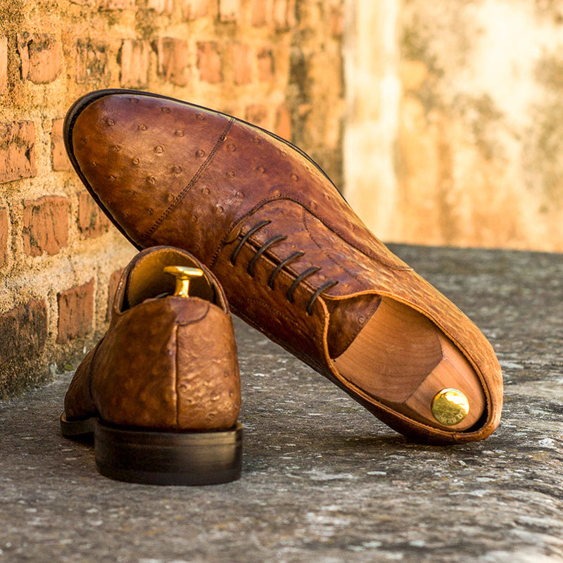 Emanuele Sempre Oxford Ostrich Shoes Med Brown