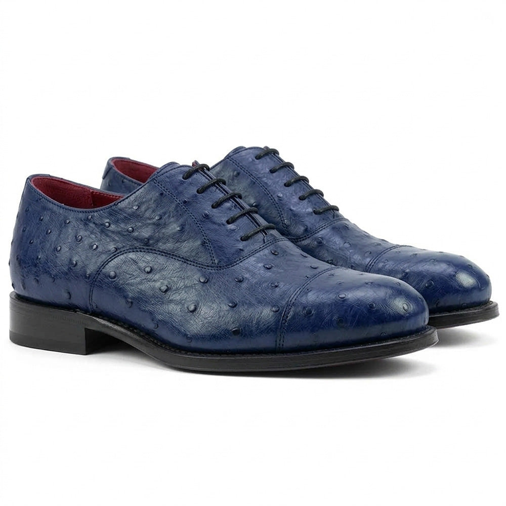 Emanuele Sempre Oxford Ostrich Shoes Navy (Special Order)