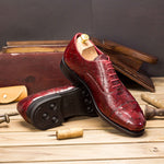Emanuele Sempre Oxford Ostrich Shoes Red